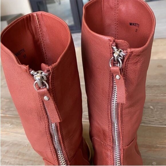 New Silent D Mikette Leather Slouchy Calf Boots Wine US 6.5 - Picture 7 of 10